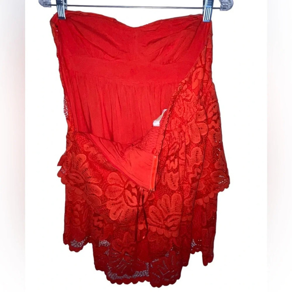Anthropologie Maeve Strapless Lace Mini Orange Dress Size Small Party Preppy Y2K - Picture 3 of 7